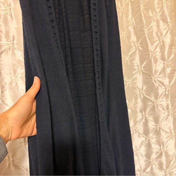 Anthropologie Saturday Sunday Crochet Duster Cardigan Navy Blue Vest - Picture 6 of 15